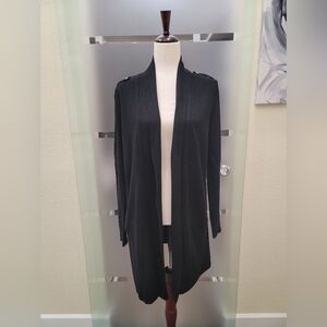 WHBM Black Open Front Cardigan Women's Size L Black